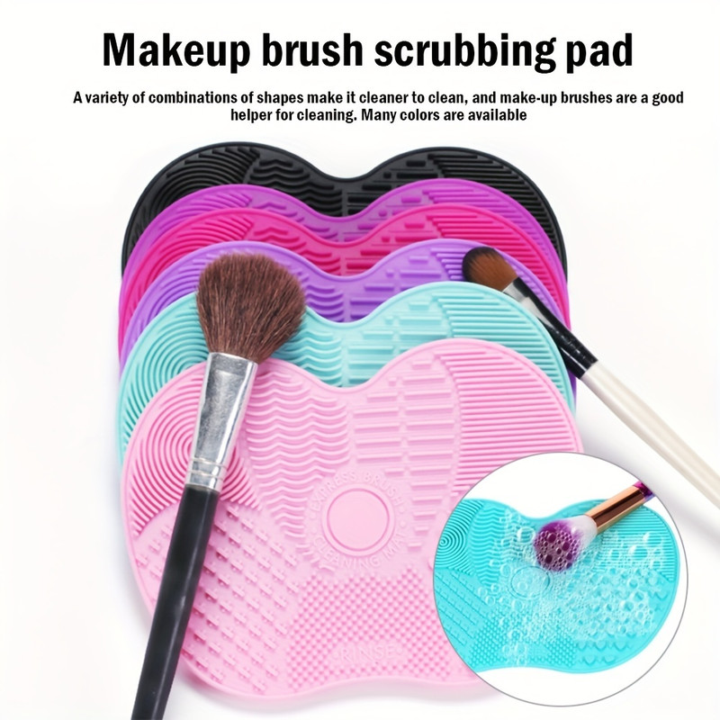 Silicone Apple Shape Makeup Brush Cleaning Pad Cute  Effective Suction Cup Cosmetic Tool 2