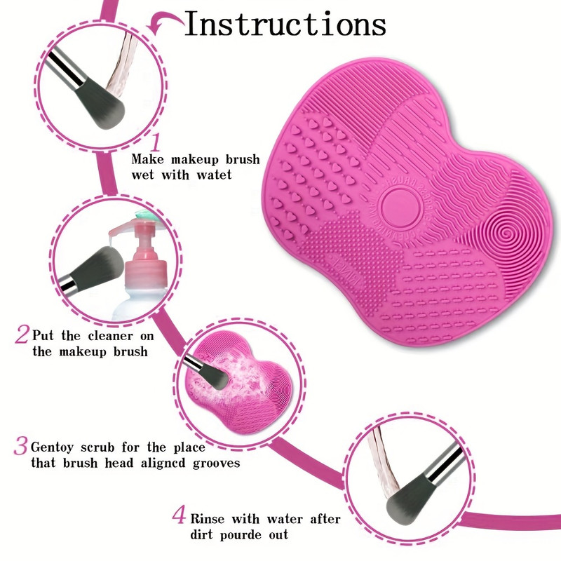 Silicone Apple Shape Makeup Brush Cleaning Pad Cute  Effective Suction Cup Cosmetic Tool 3