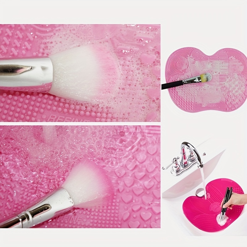 Silicone Apple Shape Makeup Brush Cleaning Pad Cute  Effective Suction Cup Cosmetic Tool 5