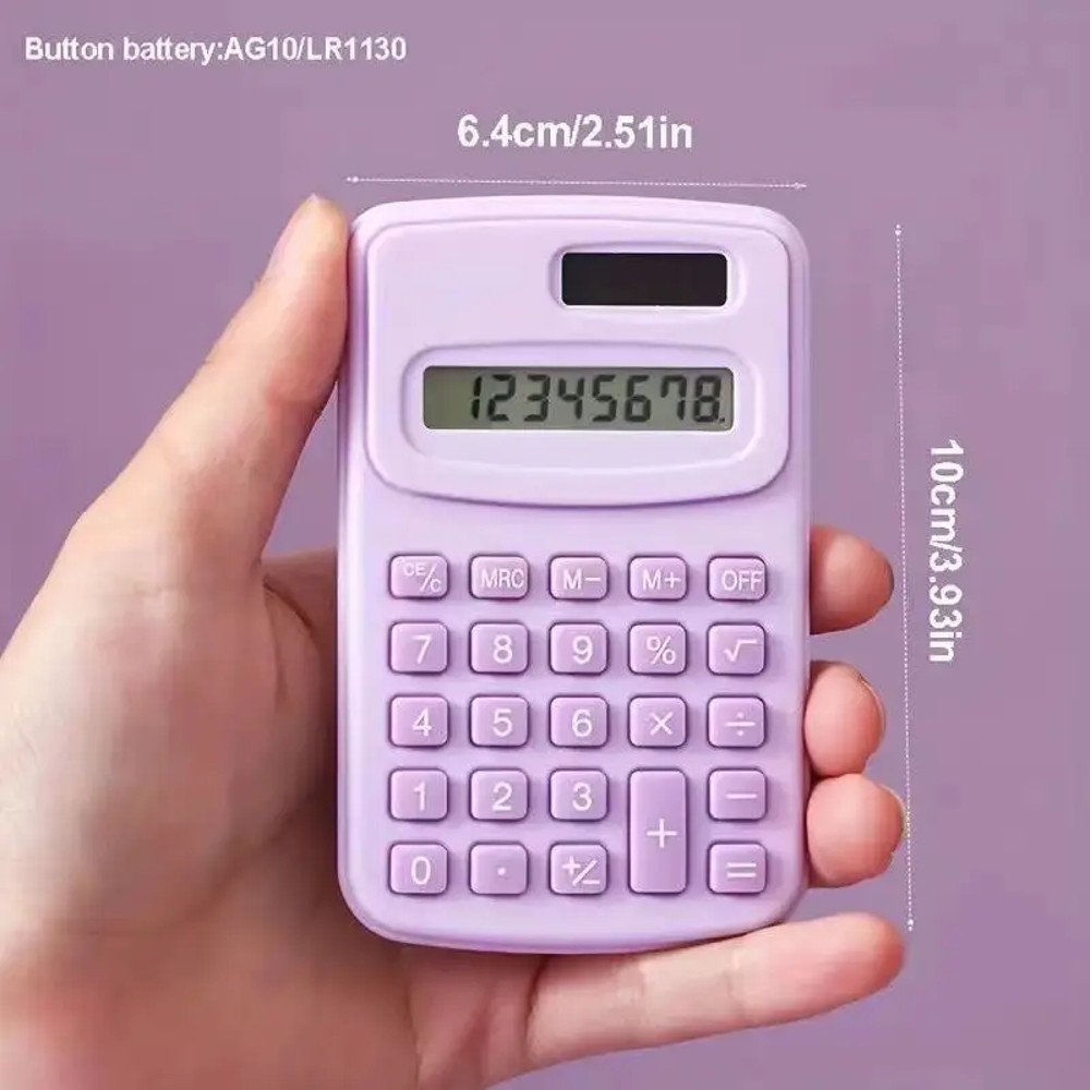 Small Solar Calculator Portable Cute 8 Digits LCD Electronic Calculator For Home Office  School Tea 4