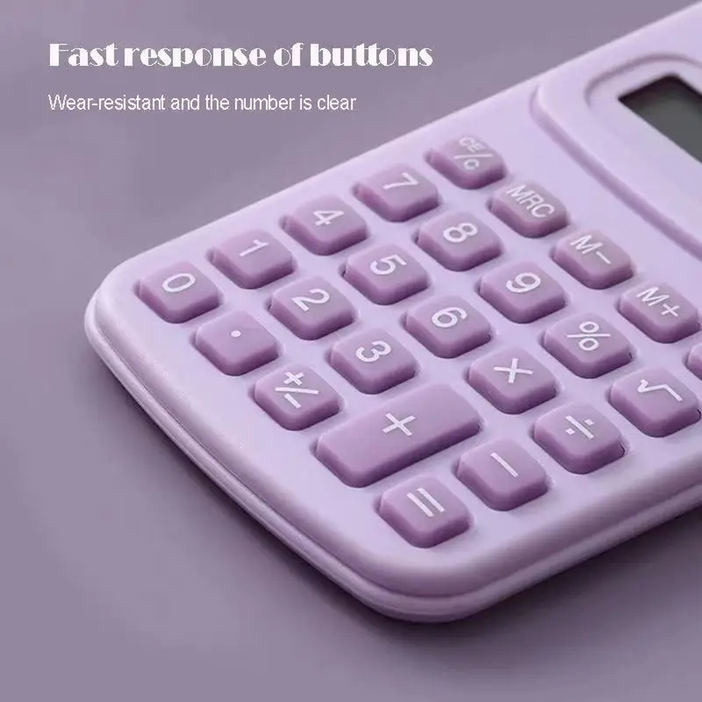 Small Solar Calculator Portable Cute 8 Digits LCD Electronic Calculator For Home Office  School Tea 5