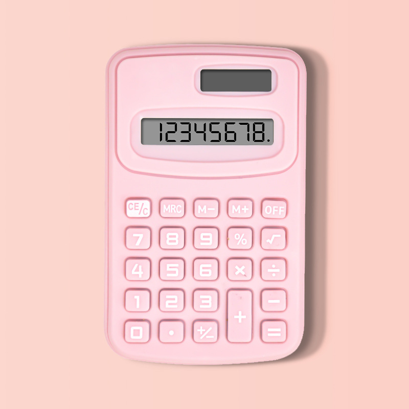 Small Solar Calculator Portable Cute 8 Digits LCD Electronic Calculator For Home Office  School Tea 8