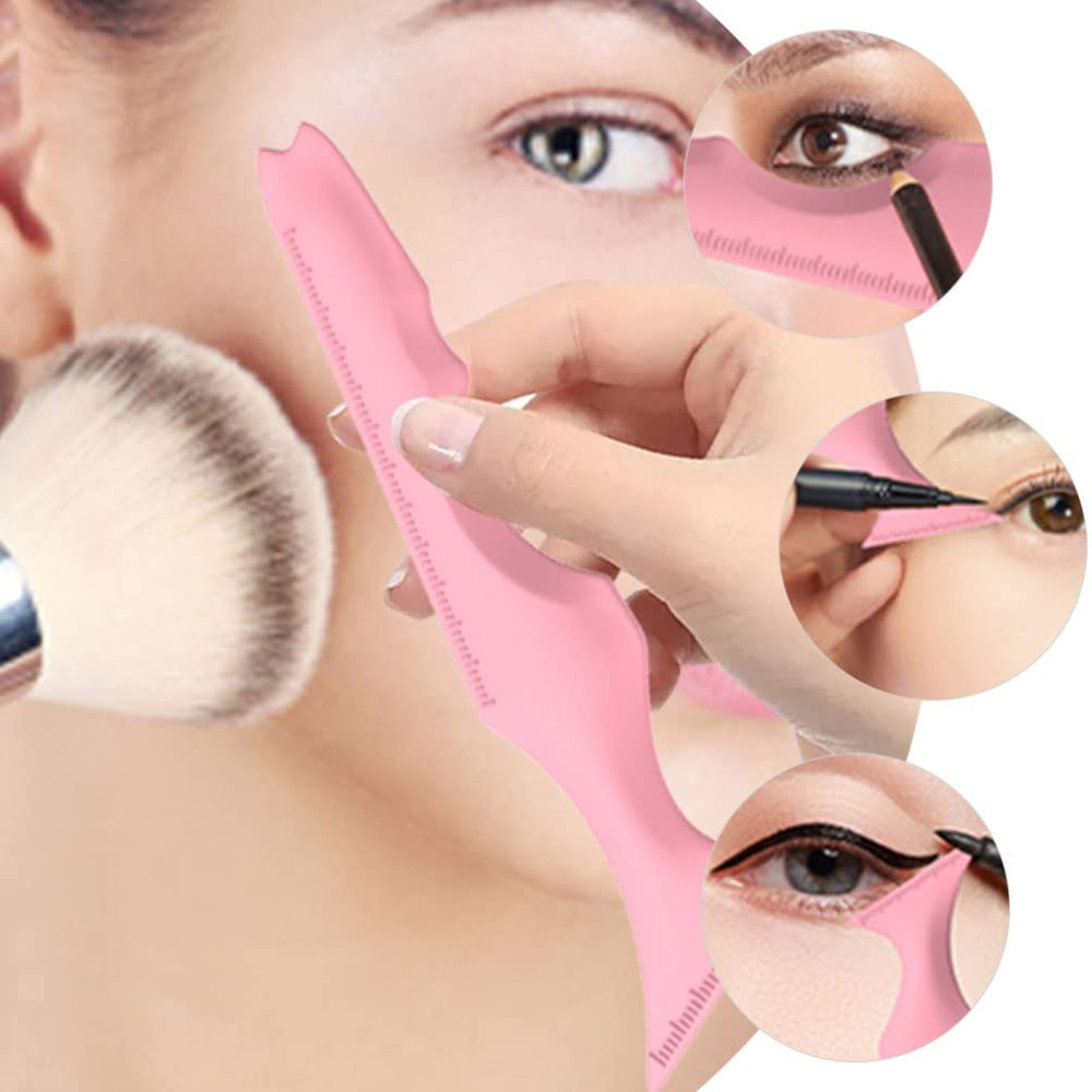 4 Pcs Set Multi Functional Eye Makeup Assistant – Silica Gel Eyeliner Stencil, Eyelash Eyebrow Beauty Tools for Perfect