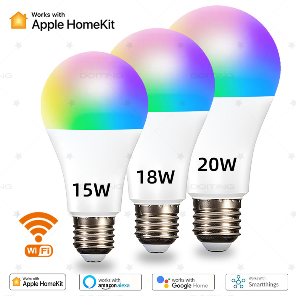 Smart WiFi LED Bulb E27 RGBCW HomeKit Compatible Dimmable 110V220V Voice Control Via SiriAlexaGoogl 1