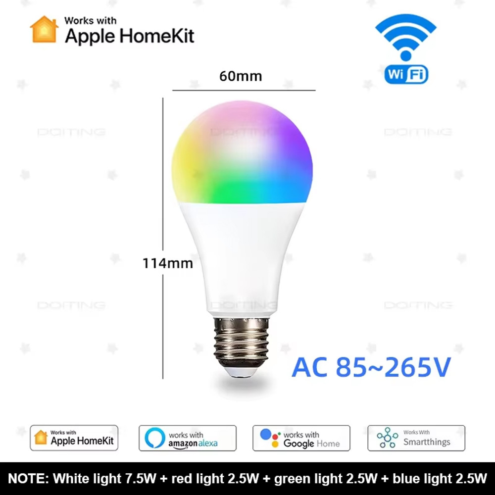 Smart WiFi LED Bulb E27 RGBCW HomeKit Compatible Dimmable 110V220V Voice Control Via SiriAlexaGoogl 6