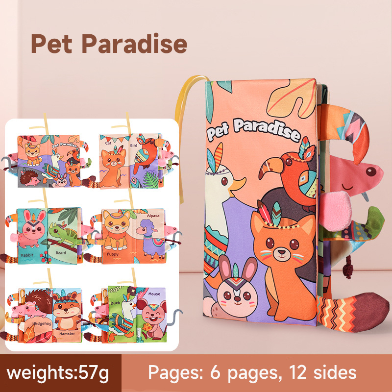 Baby Puzzle Early Education Toys – 3D Animal Cognize Cloth Book, Washable & Tearable Color Cartoon Book for Toddlers