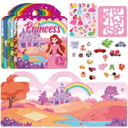 kids reusable diy sticker books, multi-scene jelly sticker set, montessori learning toy & creative gift for children