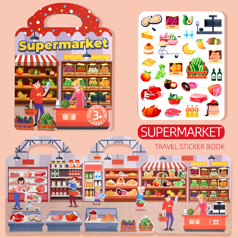 Kids Reusable DIY Sticker Books, Multi-Scene Jelly Sticker Set, Montessori Learning Toy & Creative Gift for Children