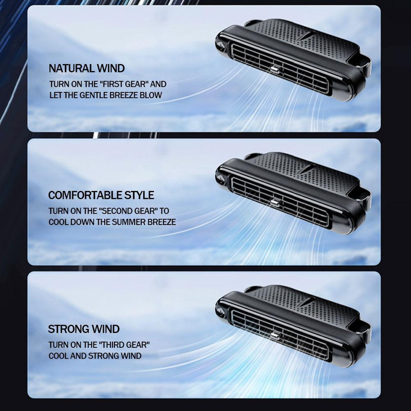 Car Cooling Fan with USB Charging – 3 Speeds (5V/2A) & Large Wind Headrest Fan for All Cars