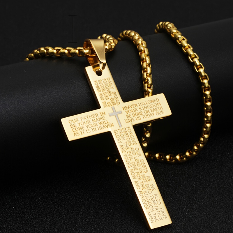 1pc Titanium Alloy Carved Cross Pendant, Durable Unisex Multi-Color Necklace, Perfect Gift for Loved Ones