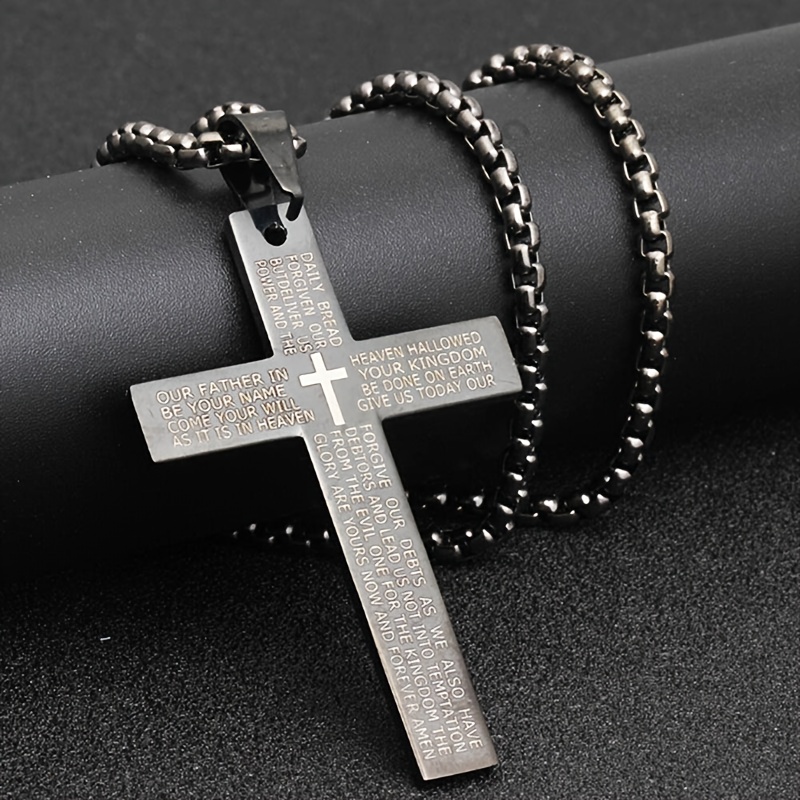 1pc Titanium Alloy Carved Cross Pendant, Durable Unisex Multi-Color Necklace, Perfect Gift for Loved Ones