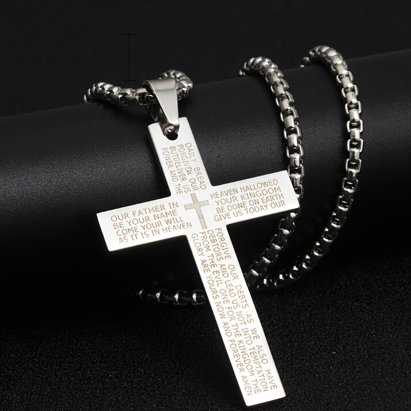 1pc Titanium Alloy Carved Cross Pendant, Durable Unisex Multi-Color Necklace, Perfect Gift for Loved Ones