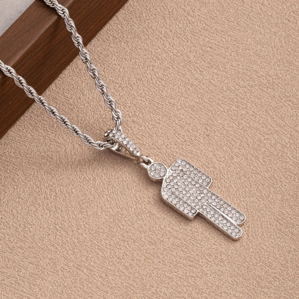 Luxury Hip Hop Necklace, Stainless Steel Skull Head Zircon Couple Pendant, Street Fashion Jewelry with Full Accents