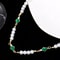 Vintage Charm Green Zircon Inlaid Imitation Pearl Necklace, Mens Casual Jewelry for Stylish Elegance