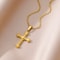 Stainless Steel Cross Necklace for Women, Men, Gold Color Religious Charm Choker, Unisex Jewelry Gift, Bijoux Femme