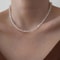 Korean Multi-Cut Glass Crystal Choker Necklace, Irregular Beaded Transparent Vintage Collar Neck Jewelry for Womens Fa