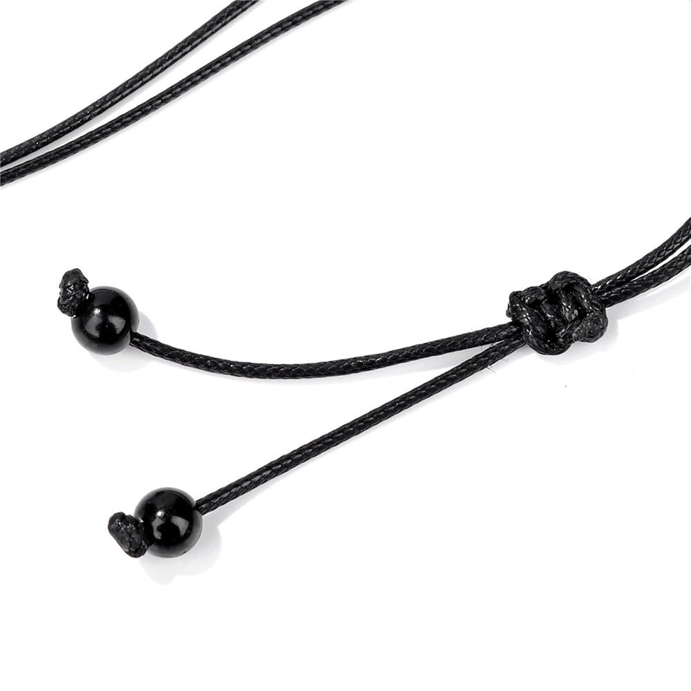 Black Tourmaline Necklace for Men, Adjustable Black Obsidian & Onyx Pendant for Spiritual Energy & Protection