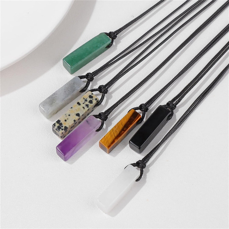 Black Tourmaline Necklace for Men, Adjustable Black Obsidian & Onyx Pendant for Spiritual Energy & Protection