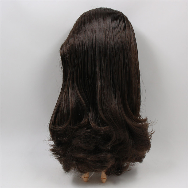 ICY Blyth Doll Wig Hair RBL Scalp & Dome, Dark Brown Long Hair for Custom Doll DIY Accessory
