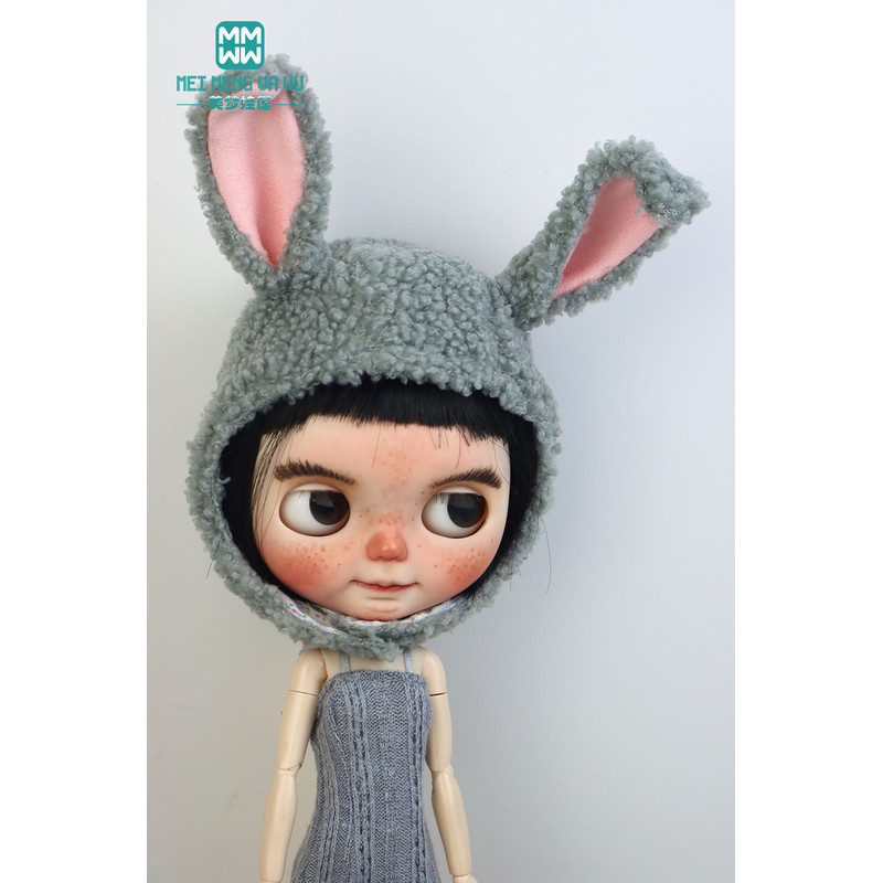 1PCS Blyth Doll Clothes Fashion Rabbit Ears Plush Hat, Multicolor for Blyth, Azone, FR Toys, Cute Gift for Collectors