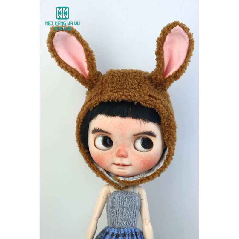1PCS Blyth Doll Clothes Fashion Rabbit Ears Plush Hat, Multicolor for Blyth, Azone, FR Toys, Cute Gift for Collectors