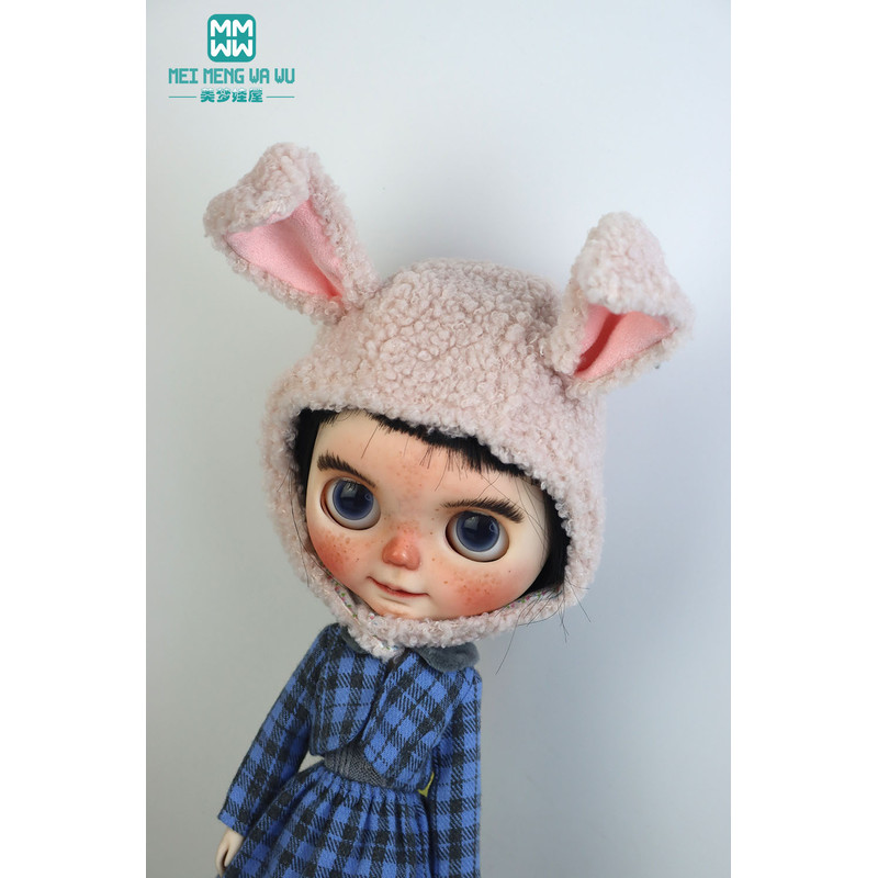 1PCS Blyth Doll Clothes Fashion Rabbit Ears Plush Hat, Multicolor for Blyth, Azone, FR Toys, Cute Gift for Collectors