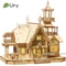 3D Wooden Puzzle Villa House Royal Castle with LED Lights, DIY Model Kit for Kids & Adults, Creative Desk Decoration