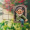 Elf Out The Door, Window Tree Hugger Naughty Garden Gnome Statue Whimsical Outdoor & Indoor Tree Decor