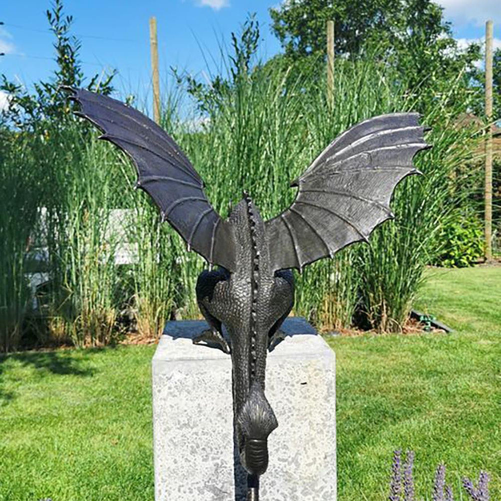 Majestic Garden Dragon Statue Fountain, Bronze Resin Water Feature Sculpture for Outdoor & Home Garden Decoration