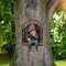Naughty Garden Gnome Statue, Elf Out The Door Tree Hugger for Home & Yard Decor