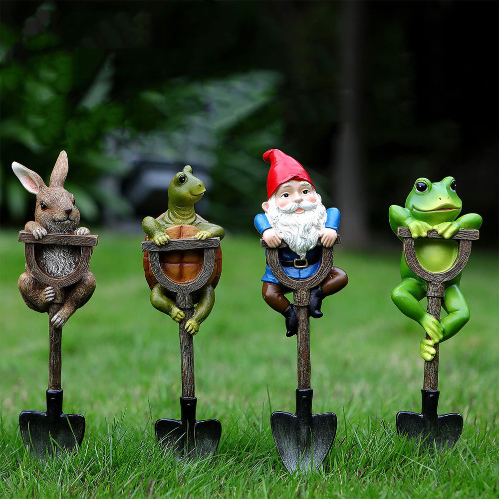 Creative Frog, Turtle Shovel Outdoor Decor, Resin Garden Bonsai Craft for Patio, Lawn, Balcony & Home Decorations