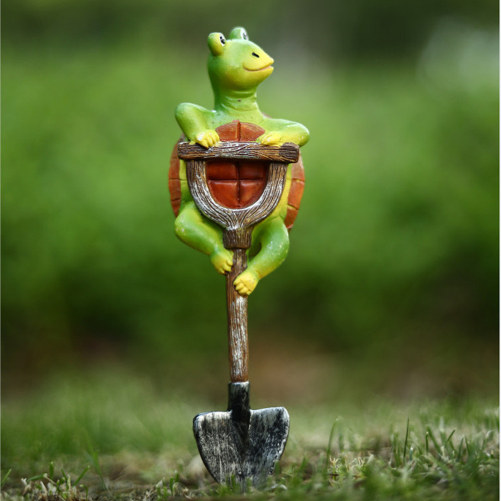 Creative Frog, Turtle Shovel Outdoor Decor, Resin Garden Bonsai Craft for Patio, Lawn, Balcony & Home Decorations