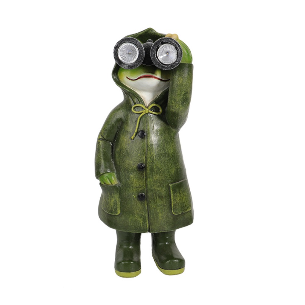 Adorable Solar-Powered Raincoat Frog Statue, Waterproof Cute Animal Sculpture, Miniature Outdoor Figurine, Craft Resin