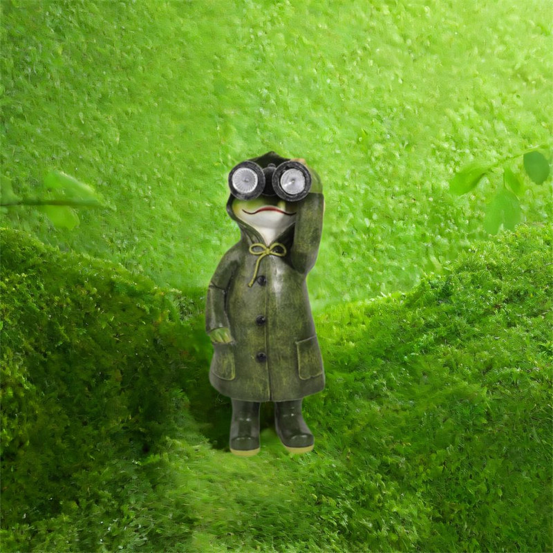 Adorable Solar-Powered Raincoat Frog Statue, Waterproof Cute Animal Sculpture, Miniature Outdoor Figurine, Craft Resin