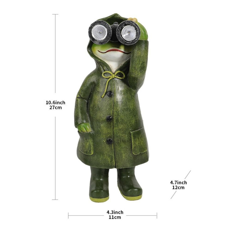 Adorable Solar-Powered Raincoat Frog Statue, Waterproof Cute Animal Sculpture, Miniature Outdoor Figurine, Craft Resin