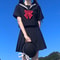 Japanese School Uniform For Women JK Sailor Suit Costume Long Sleeve White Shirt Black Skirt Set 7