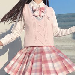 women's sleeveless knit vest, striped v neck sweater pullover for spring autumn, jk school uniform, student clothes