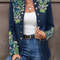 Retro Floral Embroidery Jacket, Women's Double Breasted Long Sleeve Stand Collar Blazer, Elegant Spring Fall Coat
