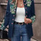 Retro Floral Embroidery Jacket, Women's Double Breasted Long Sleeve Stand Collar Blazer, Elegant Spring Fall Coat