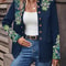 Retro Floral Embroidery Jacket, Women's Double Breasted Long Sleeve Stand Collar Blazer, Elegant Spring Fall Coat