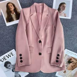 elegant office lady blazer, women single button long sleeve suit jacket, 2025 fashion blazer coats, business casual