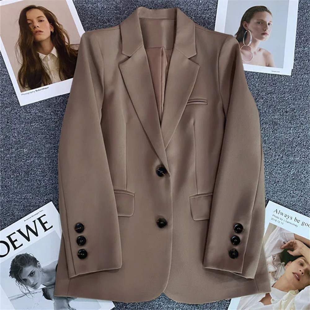 Elegant Office Lady Blazer, Women Single Button Long Sleeve Suit Jacket, 2025 Fashion Blazer Coats, Business Casual