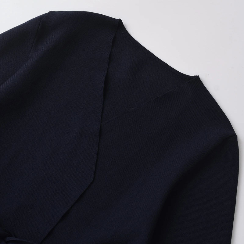 TRAFSHE Women's Knit Blazer with Belt, Retro V-Neck Long Sleeve Coat with Shoulder Pads, Versatile Spring and Fall Jacke