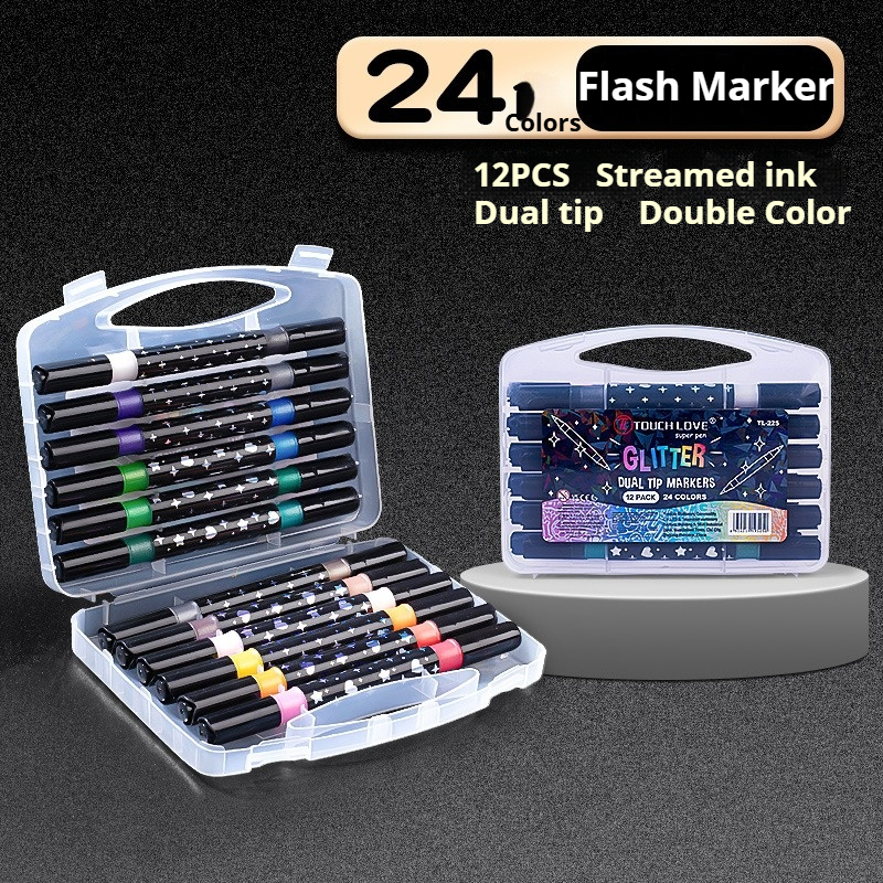 Dual Tip Acrylic Paint Markers, Color Set, Fine Tip Metallic Glitter Pens for Rock Painting, Stone, Crafts