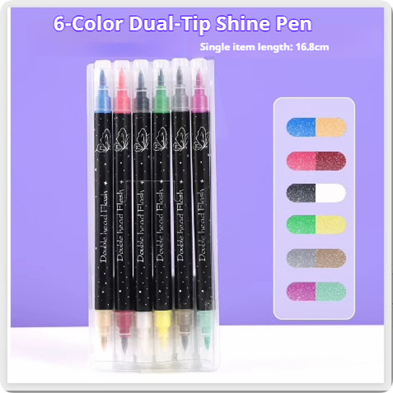 Dual Tip Acrylic Paint Markers, Color Set, Fine Tip Metallic Glitter Pens for Rock Painting, Stone, Crafts