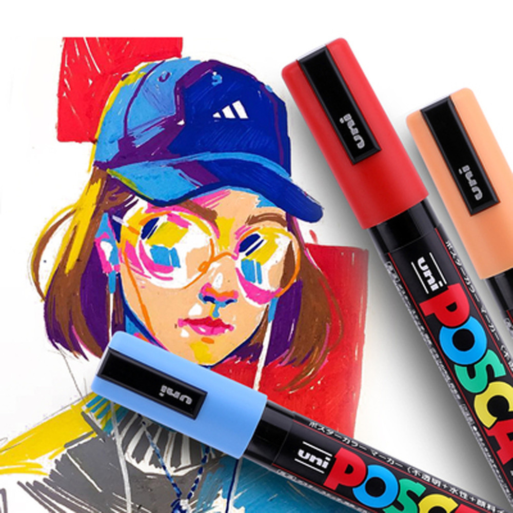 12 Color Set Uni Posca Markers PC-1M Extra Fine 0.7mm Paint Marker Pens Manga Ceramic Glass Graffiti Wood Fabric Metal
