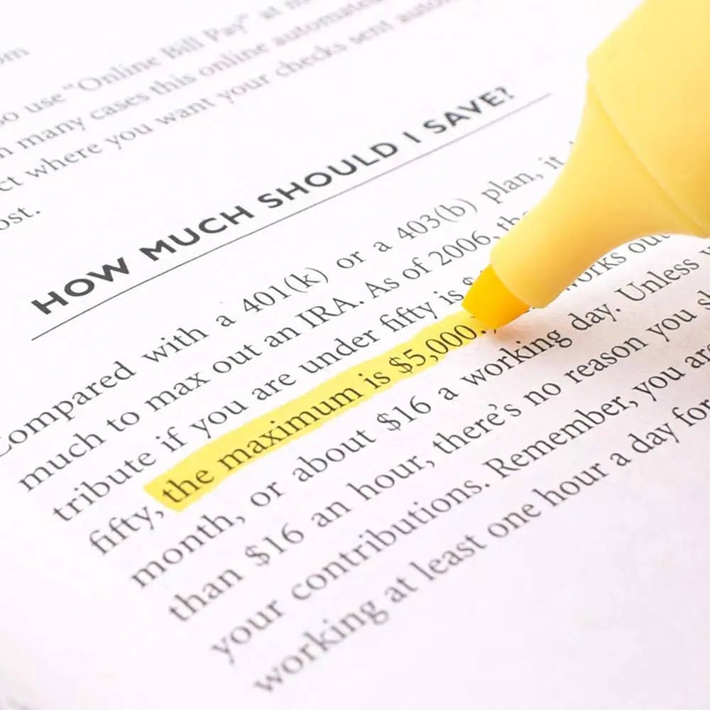 Chisel Tip Marker Pen, 6 Assorted Pastel Colors, Double Sided Highlighter Set for Journaling