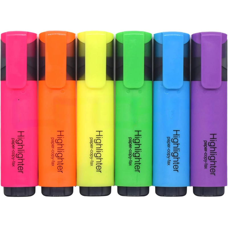 Chisel Tip Marker Pen, 6 Assorted Pastel Colors, Double Sided Highlighter Set for Journaling