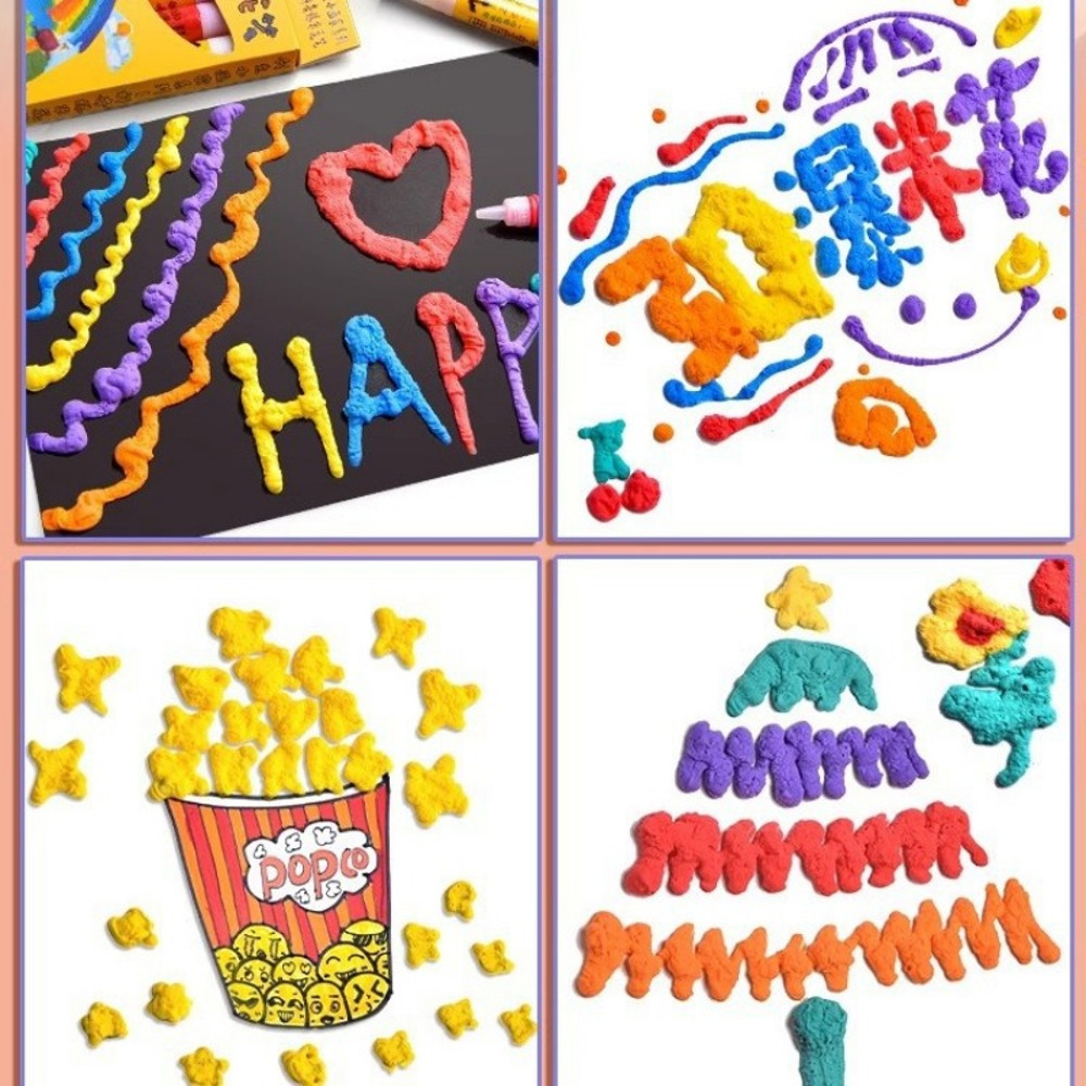 New 3D Bubble Pen Set 6 Pcs Multifunctional Foam Marker Pen Exotic Popcorn Pen For Kids Fluffy Magi 3