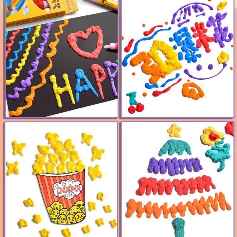New 3D Bubble Pen Set 6 Pcs Multifunctional Foam Marker Pen Exotic Popcorn Pen For Kids Fluffy Magi 3